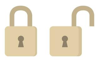 Open and closed padlock. vector