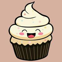 Cute cake characters. Vector cartoon kawaii character illustration icon.