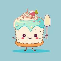 Cute cake characters. vector