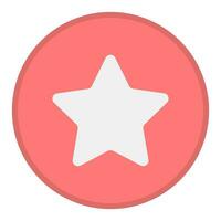 White star on a round red button, vector