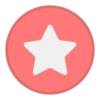 White star on a round red button, vector