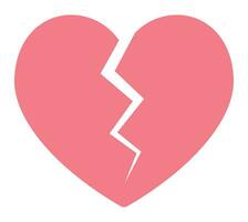 Red broken heart. Heartbreak icon. vector