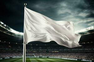blanco bandera volador alto en estadios puente naciones a varios Deportes eventos foto