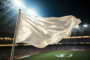 White flag flying high in stadiums bridging nations at various sports events photo