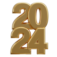 New year 2024 golden text 3d rendering png