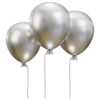 3d argent ballon icône illustration png