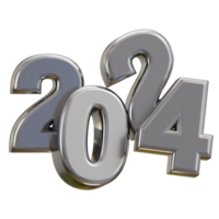 ny år 2024 silver- text 3d framställa png