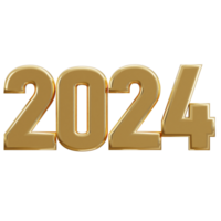 nuevo año 2024 dorado texto 3d representación png