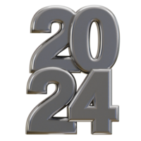 ny år 2024 silver- text 3d framställa png