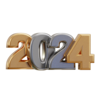 New year 2024 golden text 3d rendering png