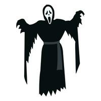 Halloween Ghost with black color vector isolated design on white background