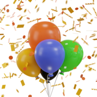 3d ballon met confetti icoon illustratie png