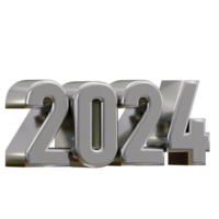 New year 2024 silver text 3d render png