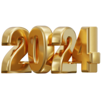 nuevo año 2024 dorado texto 3d representación png