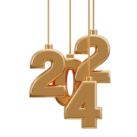 New year 2024 golden text 3d rendering png