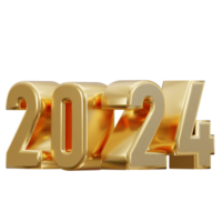 nuevo año 2024 dorado texto 3d representación png