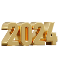 ny år 2024 gyllene text 3d tolkning png