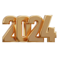 New year 2024 golden text 3d rendering png