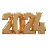 Neu Jahr 2024 golden Text 3d Rendern png