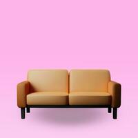 Isometric of a sofa clipping path on pink Isolated background. Generative AI. photo