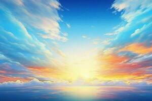 Beautiful sunset blue sky background with sunny cloud.Generative AI photo