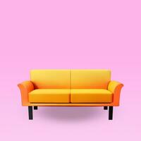 Isometric of a sofa clipping path on pink Isolated background. Generative AI. photo