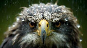 Closeup of bald eagle bird in the jungle photo
