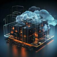 Cloud data storage, database, cloud computing concept. photo