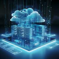 Cloud data storage, database, cloud computing concept. photo