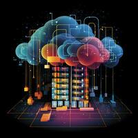 Cloud data storage, database, cloud computing concept. photo