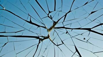 Broken glass texture background. Fragility and violence concept. photo