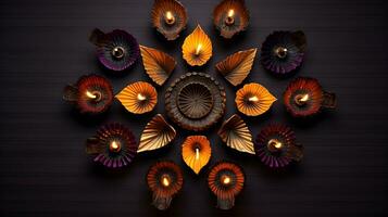 petróleo lamparas decoración en diwali festival. foto