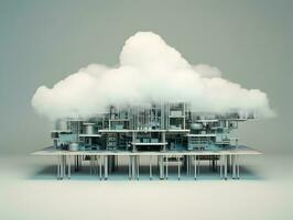 Cloud data storage, database, cloud computing concept. photo