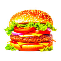 Hamburger mit saftig Rindfleisch Burger Käse Tomate generativ ai png