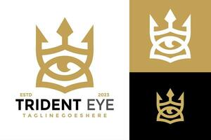 Trident Eye Logo design vector symbol icon illustration