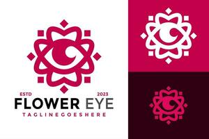 Flower Eye Logo design vector symbol icon illustration