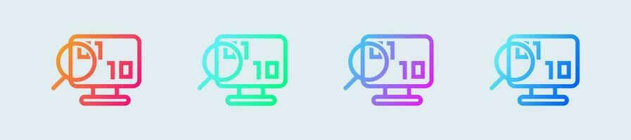 Binary line icon in gradient colors. Programming signs vector illustration.