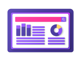 3d violet illustration icône de en utilisant tablette téléphone pour affaires emploi de face pour ui ux social médias les publicités conception png