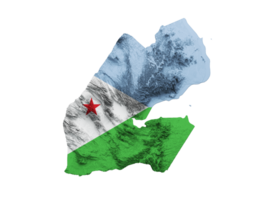 djibouti mapa bandeira sombreado alívio cor altura mapa 3d ilustração png