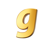 dourado alfabeto g 3d dourado pequeno cartas 3d ilustração png