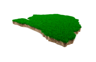 senegal karte boden land geologie querschnitt mit grünem gras und felsen bodentextur 3d illustration png
