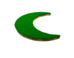 coupe transversale de la géologie des terres en forme de croissant de lune avec de l'herbe verte, de la boue de terre coupée illustration 3d isolée png