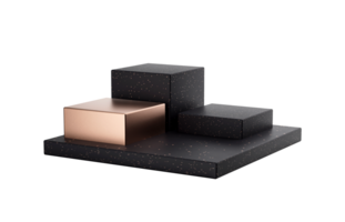 Mockup geometrico di lusso 3d con podi in oro rosa e nero con illustrazione 3d png