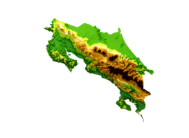 costa rica mapa sombreado alivio color altura mapa 3d ilustración png