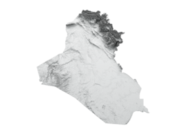 Iraq Map Flag Shaded relief Color Height map 3d illustration png