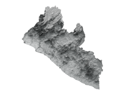 Liberia Map Shaded relief Color Height map 3d illustration png