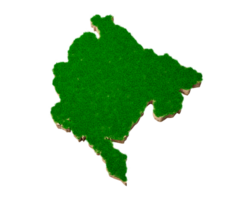 montenegro karte boden land geologie querschnitt mit grünem gras und felsen bodentextur 3d illustration png