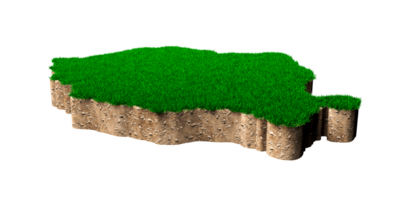 Romania Map soil land geology cross section with green grass and Rock ground texture 3d illustration png