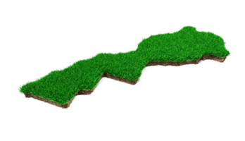 Marokko kaart bodem land geologie dwarsdoorsnede met groen gras en rotsgrond textuur 3d illustratie png