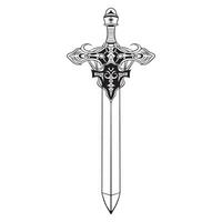 King sword outline art, good for graphic resources, printable art, suitable for design resources, logo, template designs, and more. vector